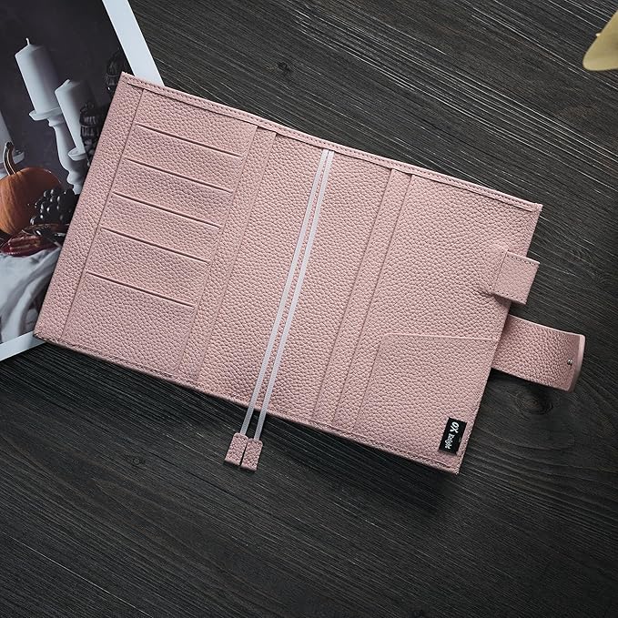 A6 Genuine Leather Techo Notebook Cover Compatible with Hobonichi Original Stalogy Midori MD with 5 Card Slots Pen Loop Bookmarks Back Pocket