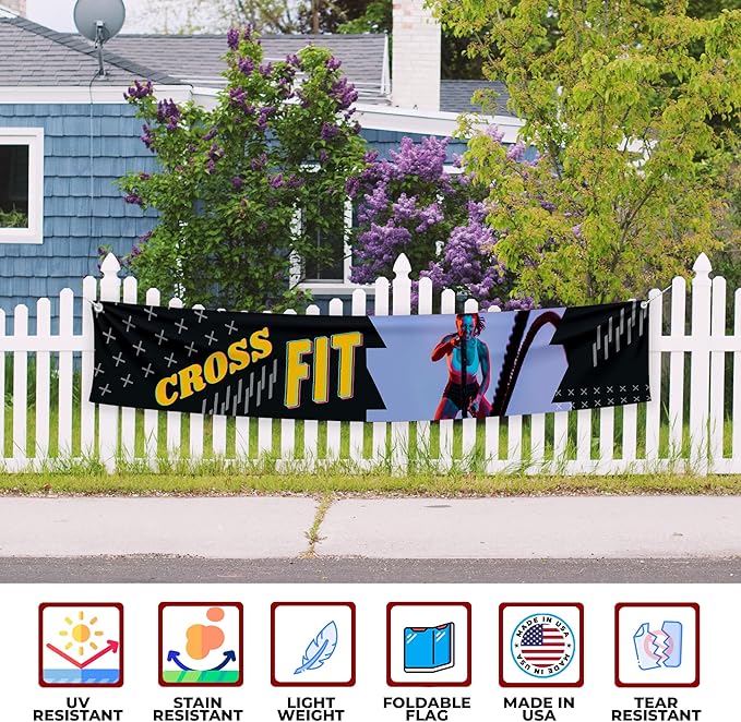Crosss Fit Large Banners and Signs for Outdoor by Mavis Printing-Polyester Banner with 4 Holes for Easy Hang Indoor & Outdoor|4x1 Feet HD Print Sign to Promote Church| Made in USA