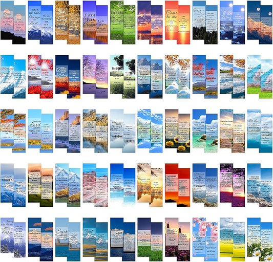 150Pcs Bible Bookmarks, Inspirational Christian Bookmarks Double Sided Scripture Book Markers Encouraging Bible Verse Book Mark for Reading Women Men Religious Prayer Father's Day Christian Gifts