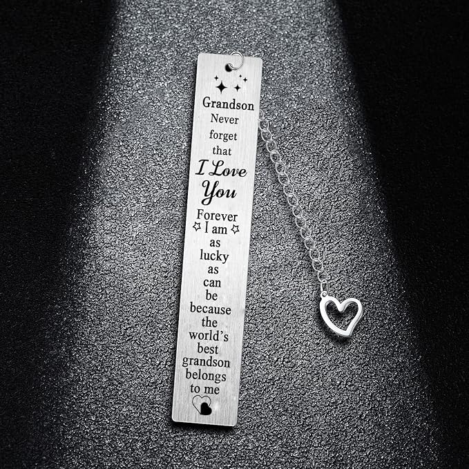 Grandson Bookmarks Grandson Gifts from Granddad Grandma I Love You Grandson Bookmark Present Grandson Birthday Metal Bookmark Gift