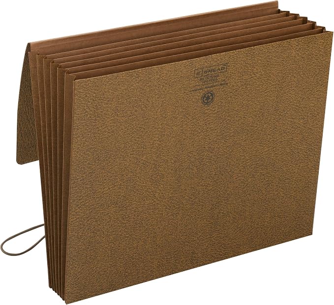 Smead Partition Expanding File Wallet, Flap and Cord Closure, 6 Pockets, 5-1/4" Expansion, Tear Resistant Gusset, Letter, Redrope, 10 per Box (72373)