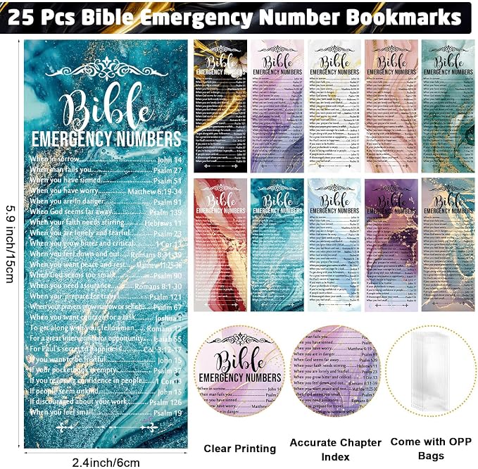 Feifeiya 75 Pcs Father's Day Christian Gifts Bulk 25 Bible Verse Pens 25 Religious Keychains 25 Emergency Number Bookmark Christian Church Gifts for Men Pastor Sunday School Church VBS(Colorful,Fresh)