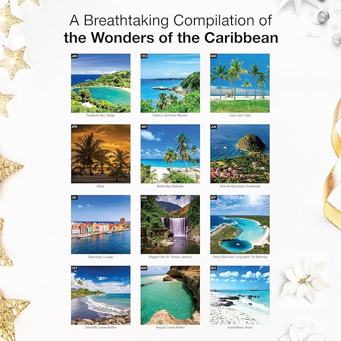 RED EMBER Select - Untamed & Scenic Caribbean 2026 Wall Calendar 12 Month | 12" x 24" Open | Thick & Sturdy Paper | Giftable | Tropical Islands Nature Travel Beach Calendar 2026