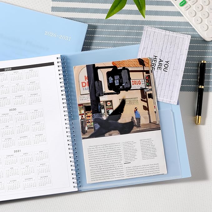 2026-2031 Monthly Planner/Calendar - 5 Year Planner, Jul. 2026 - Jun. 2031, 9" x 11", 5 Year Calendar Double-Side Pocket + Durable Polypropylene Cover - Light Blue