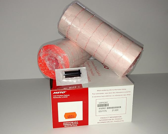 Meto Labels 2200 Series (Fluro Red) to Suit 6.22 and 8.22 Pricing Gun
