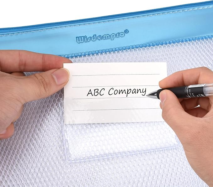 Wisdompro Zipper Pouch, 4 Packs Durable Letter Size Waterproof Mesh File Bag, Document Organizer - Blue