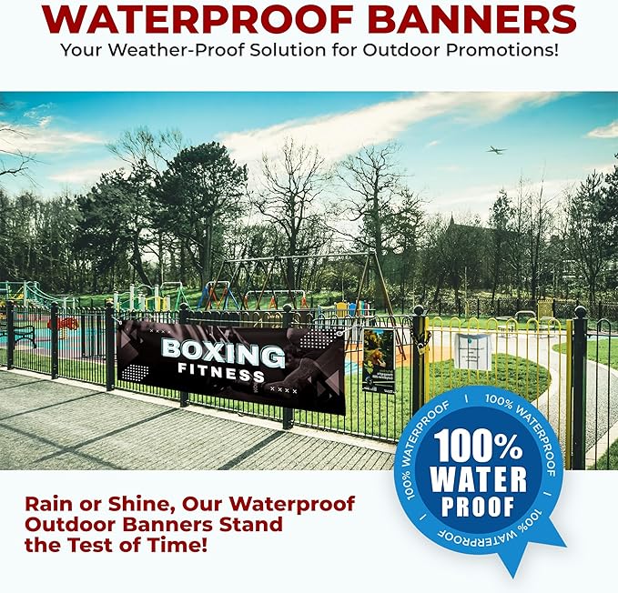 Boxing Fitness Large Banners and Signs for Outdoor by Mavis Printing-Polyester Banner with 4 Holes for Easy Hang Indoor & Outdoor|4x1 Feet HD Print Sign to Promote Church| Made in USA