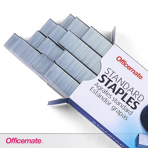 Officemate Standard Staples,5 Boxes of 5,000,1/4″ Full-Strip General Purpose Staples,Fits Standard Desktop and Office Staplers,20-Sheet Capacity,(Pack of 2)