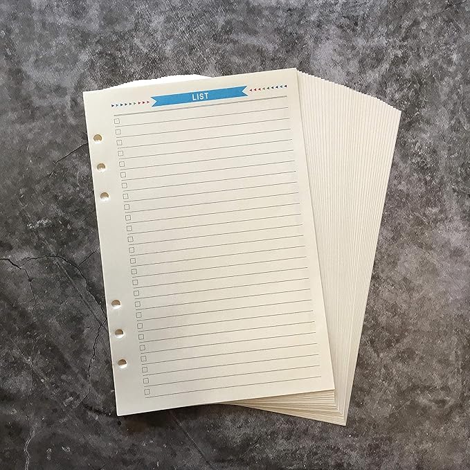 Zelten Refills/Loose Leaves for A5 Cover Ring Binder/Personal Organizer/Planner(A5 6 Holes, To Do List Blue)