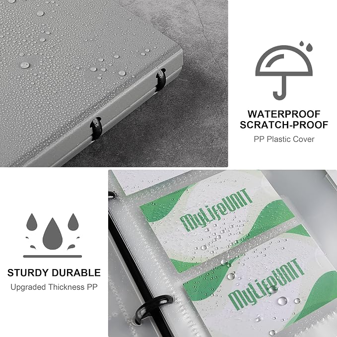 MyLifeUNIT Business Card Book, Name Card Holder Book with 600 Business Cards Capacity, Credit Card Book File Storage (Grey)