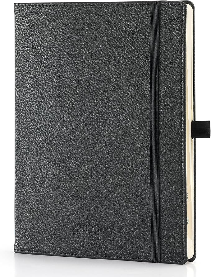 Weekly Planner 2026-2027 A5 (6.5" x 8.5") 12 Months (Jul'26 - Jun'27) Weekly & Monthly Planner with Month Tabs & Inner Pocket, Expenses/Note Pages, PU Leather Black