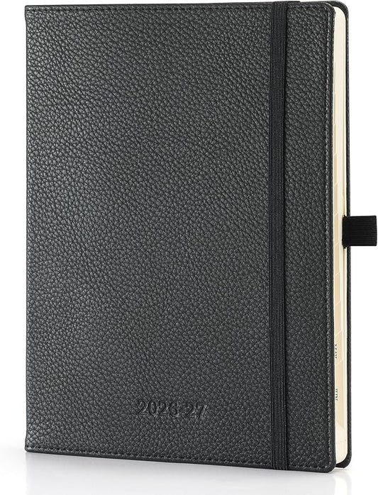 Weekly Planner 2026-2027 A5 (6.5" x 8.5") 12 Months (Jul'26 - Jun'27) Weekly & Monthly Planner with Month Tabs & Inner Pocket, Expenses/Note Pages, PU Leather Black