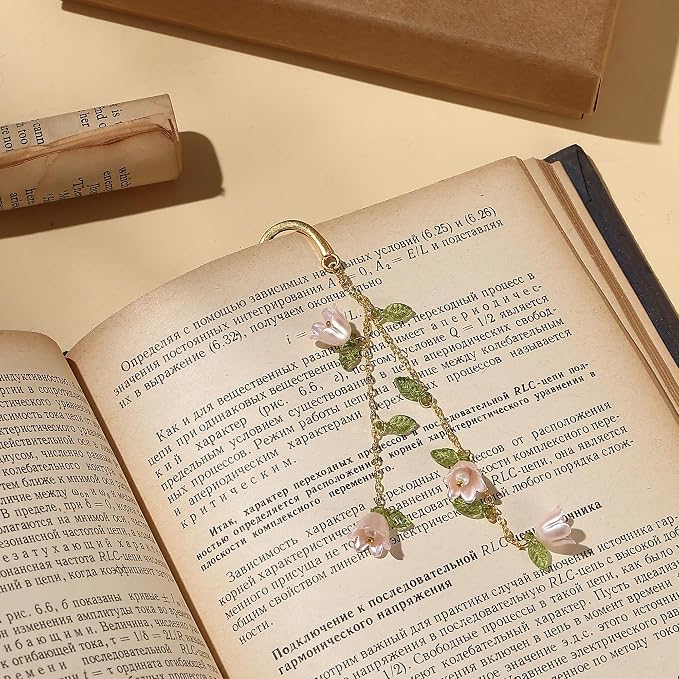 Cute Bookmarks for Women, Pretty Metal Flower Book Marks for Reading, Book Lovers Gifts for Club, Readers, Teacher Appreciation, Birthday, Mothers Day (Pink)