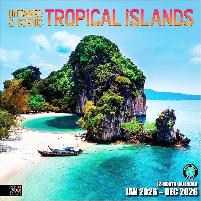 RED EMBER Select - Untamed & Scenic Tropical Islands 2026 Wall Calendar 12 Month | 12" x 24" Open | Thick & Sturdy Paper | Giftable | Ocean Nature Travel Beach Calendar 2026