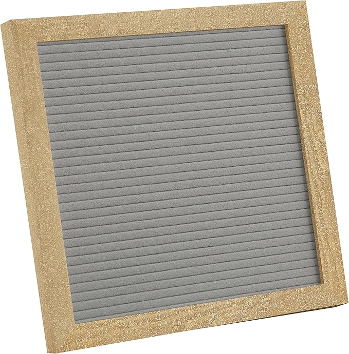 HBCY Creations 10"x10" Felt Letter Board - Solid Wood Frame - Weathered Wood - Gray Felt - 389 PP Letters Including Numbers, Symbols, Icons - Canvas Carrying Case
