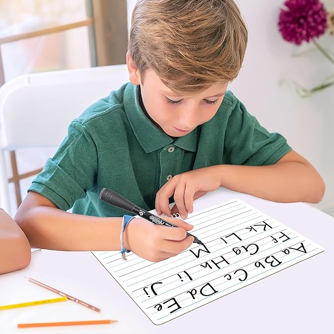 Scribbledo 5 Pack Lined Dry Erase Boards with Markers and Erasers, 9x12 Inch Double Sided White Board with Lines, Lined Dry Erase Boards for Students, Whiteboards with Lines for Classroom, Home