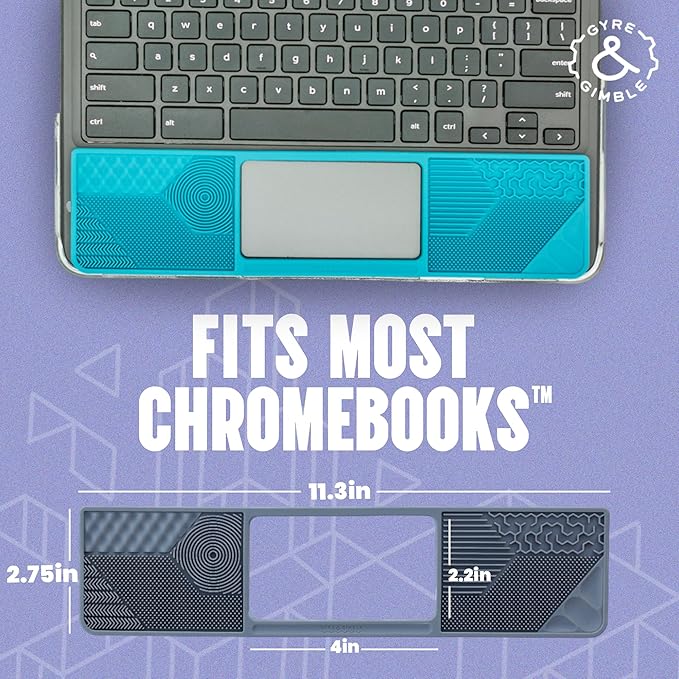 Student ChromebookⓇ Gidget: Silicone Sensory Mat/Palm Rest Compatible with Most Student ChromebookⓇ Models – Textured Fidget Pad for Discreet Focus and Comfort – by Gyre & Gimble