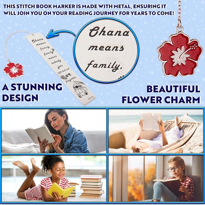 Disney Stitch Bookmarks Stainless Steel for Women Teens Kids Cute Kawaii Bookmark Book Lovers Teacher Appreciation Gifts (Silver Stitch)
