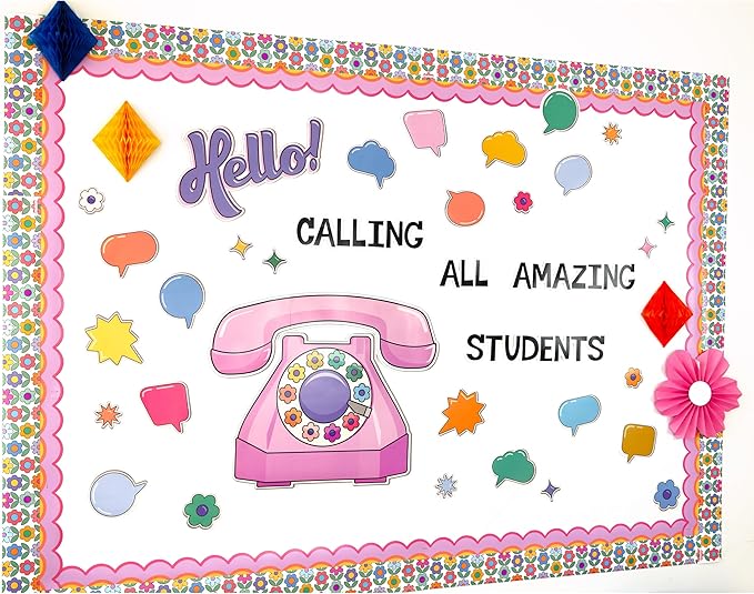 Carson Dellosa Retro Remix 71PC Welcome Bulletin Board Set, Inspirational Wall Art for Back to School Decorations, Chalkboard, and Classroom Decor, Groovy Teacher Supplies