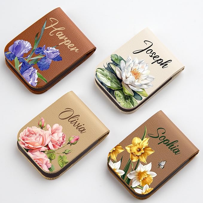 Personalized Magnetic Bookmark, Custom Leather Birth Flower Bookmark with Name, Unique Gift for Book Lovers, Birthday & Christmas Book Accessory