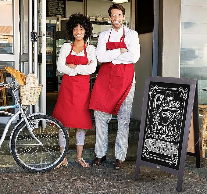 A Frame Chalkboard by HBCY Creations: 24x48 Solid Wood A-Frame Sign Black Double-Sided Magnetic Board, Chalkboard Menu Board, for Restaurants, Cafés, Weddings - Heavy Duty Hinges
