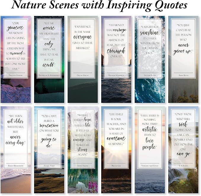 Inspirational Nature Bookmarks with Quotes - Pack of 48