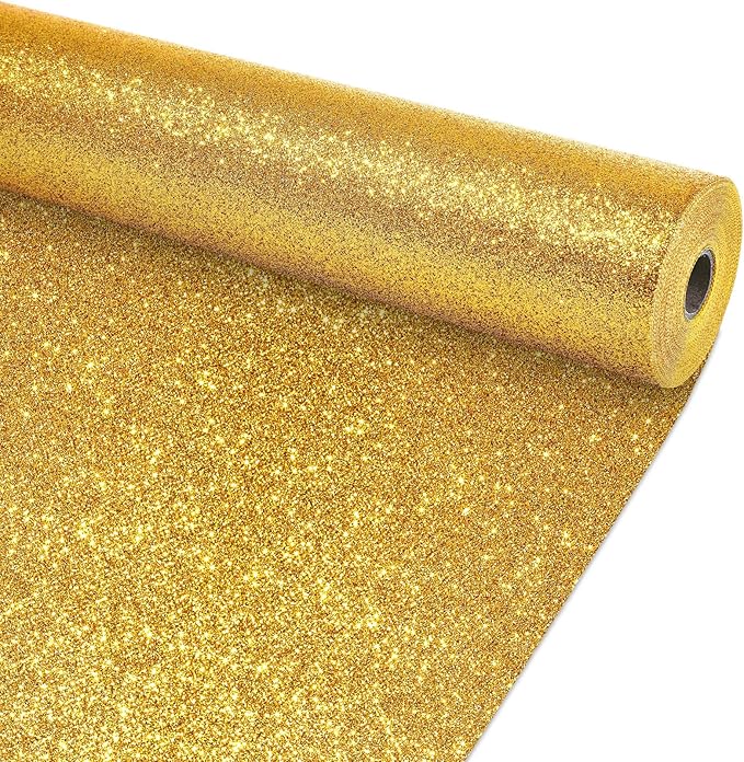 Glitter Bulletin Board Roll Gold Bulletin Board Paper Sparkle Gold Wrapping DIY Art Crafts Fade Resistant Wrinkle Resistant Poster for Classroom Office Home Backdrop Decoration 15.7" x 12 Ft