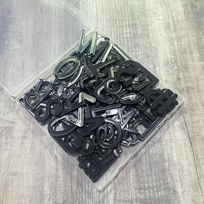 2 Inch Letters for Letter Board (Board Not Included), 93 Pieces Including Characters, Numbers & Symbols, Large Black Plastic Letters for Changeable Message Board Signs, Letters Only (black)