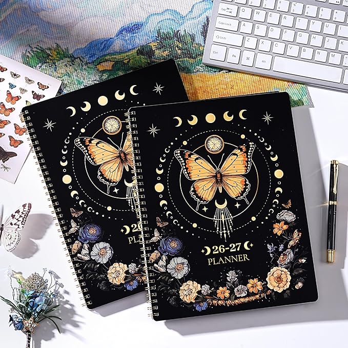 Planner 2026-2027 - Academic Planner 2026-2027, July 2026 - June 2027, 9" x 11", 26-27 Planner Weekly and Monthly, Colorful Tabs, Back Pocket, Perfect Daily Organizer - Butterfly