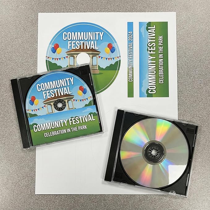 CD/DVD Label Full Face | Qty 200 Disc, 400 Spine | 100 Sheets Total | Permanent White Matte | Inkjet & Laser Compatible | Customizable Printable | Blank Label