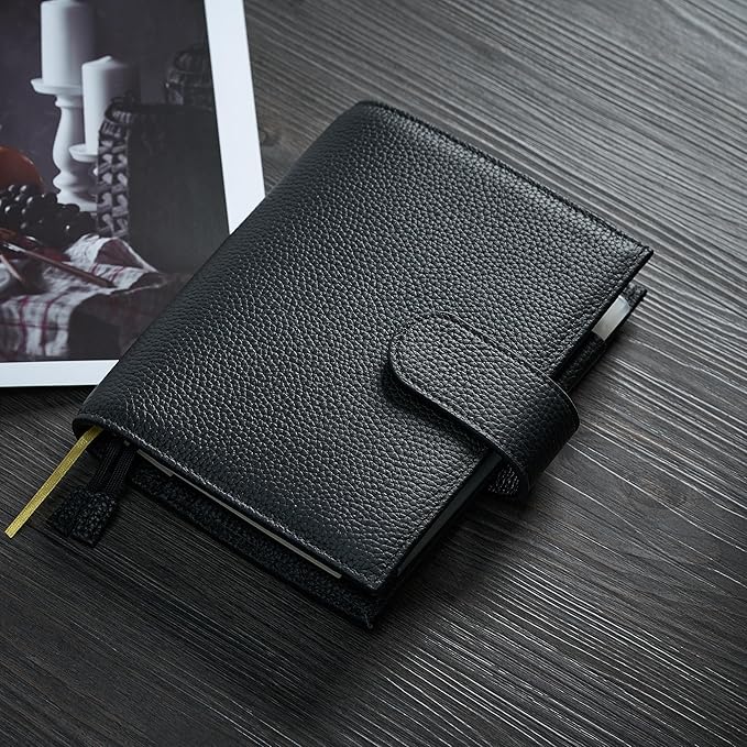 A6 Genuine Leather Techo Notebook Cover Compatible With Hobonichi Original Stalogy Midori MD With 5 Card Slots Pen Loop Bookmarks Back Pocket