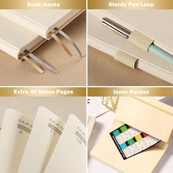 2026-2027 Planner - Planner 2026-2027 with Tabs, Jul 2026 - Jun 2027, Weekly and Monthly with Pen Loop, Back Pocket - Off-White