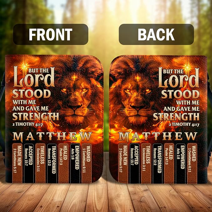 Personalized Man of God Bible Cover, God Says I Am Bible Case PU Leather, Bible Holder Handle Zipper, Faith Scripture with Name Case Bag, Religious Gifts for Church Christians Women Men (01)