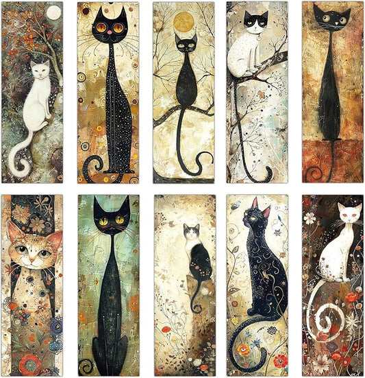 Cute Cat Bookmarks, 50 Pcs Funny Cat Book Markers Page Clips, Cool Books Accessories Gifts for Women Kids Bookish Reading Lovers