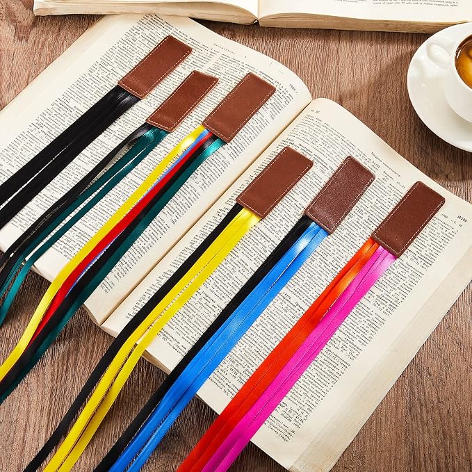 6 Pieces Bible Ribbon Bookmark Multi Ribbon Page Marker Leatherette Bookmark for Books(Classic Color)