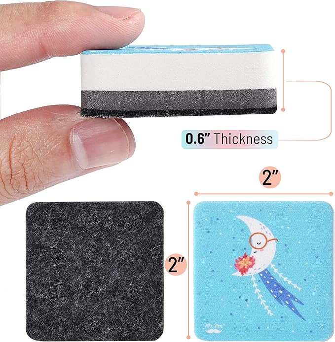 Mr. Pen- Mini Magnetic Dry Erase Erasers, 2" x 2", 24 Pack, Boho Style, Small Magnetic Whiteboard Dry Erase Erasers Bulk for Kids, Teachers, Students and Classroom Supplies