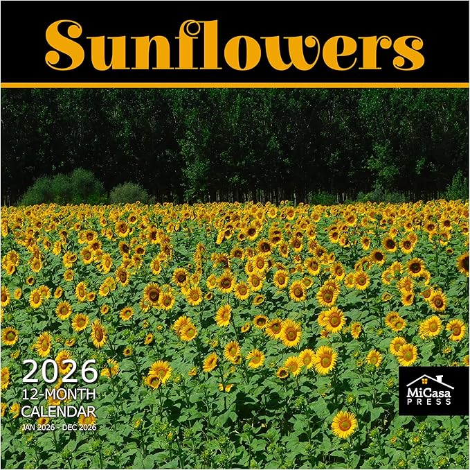 MICASA PRESS Sunflowers 2026 Wall Calendar 12 Month | 12" x 24" Open | Thick & Sturdy Paper | Giftable | Nature Calendar 2026