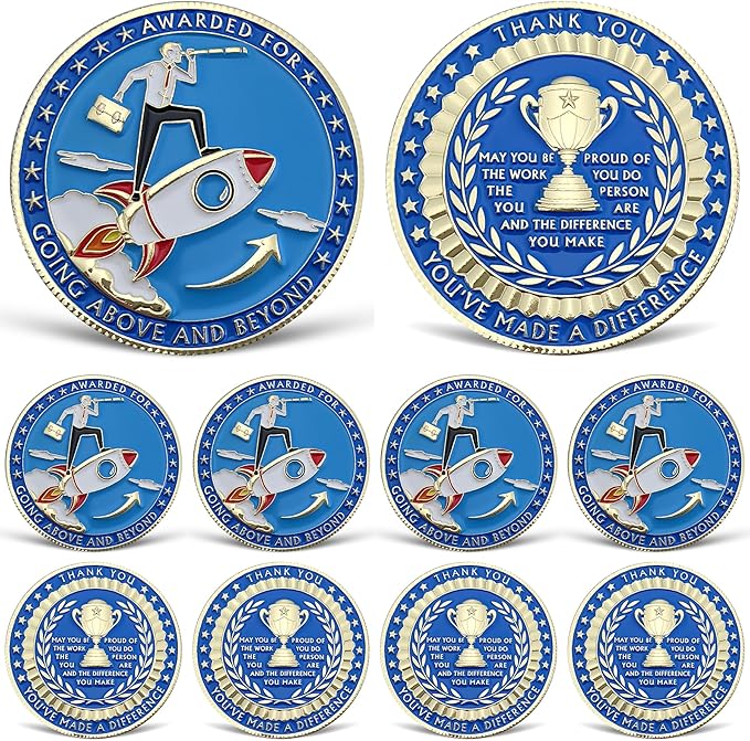 10 Pcs Employee Appreciation Coins Going Above and Beyond Recognition Coins Staff Appreciation Gifts Inspirational Thank You Coin for Coworkers Motivational Office Gifts Desk Decor
