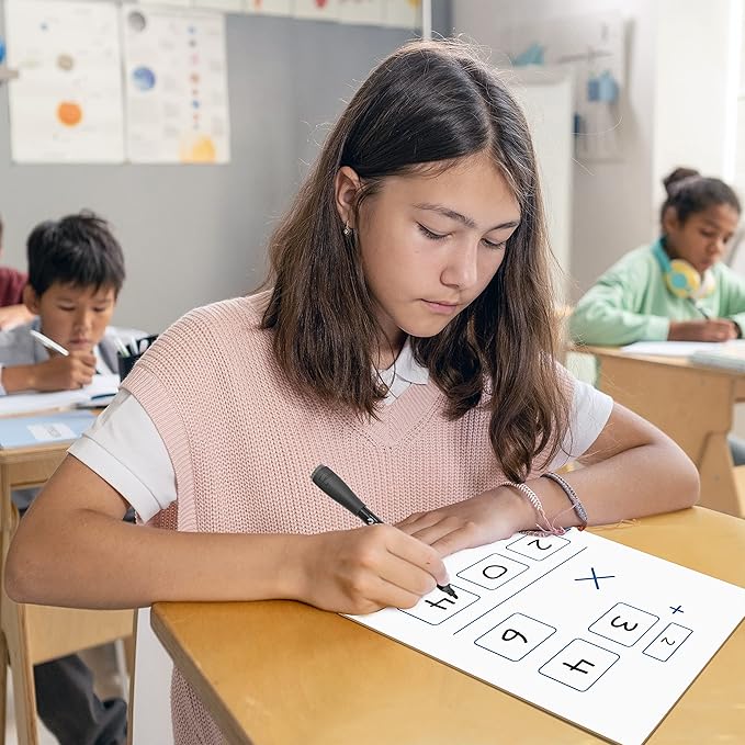 SCRIBBLEDO Dry Erase Long Multiplication Board 9"x12" Double Sided Practice Whiteboard with 2x1 & 2x2 Digit Multiplication for Home, School, Classroom Math Manipulatives for All Ages