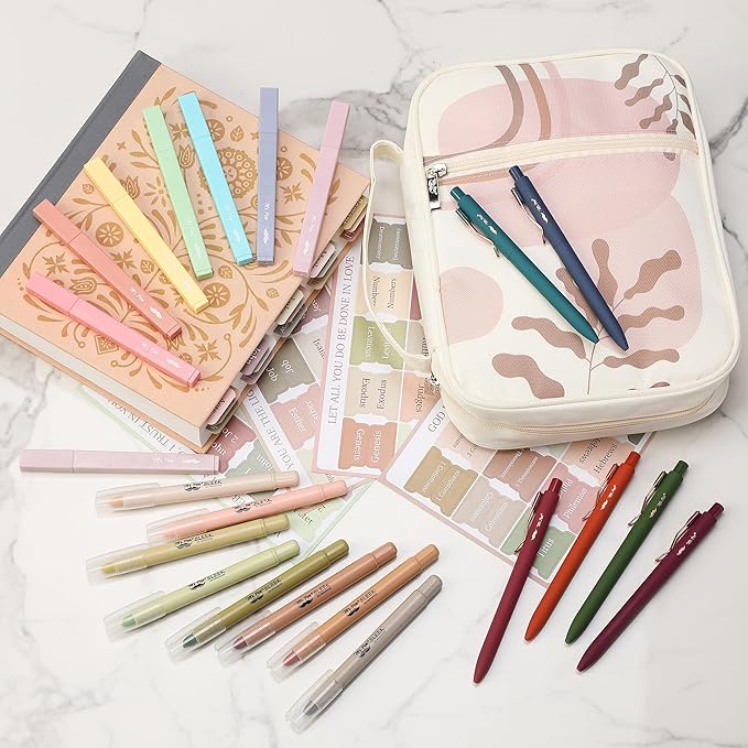 Mr. Pen- Bible Cover Case for Women, Large Bag with Durable Handle, 24-pcs Bible Journaling Kit & Study Supplies with No Bleed Highlighters and Pens, Christian Gift for Women, Mothers Day Gift