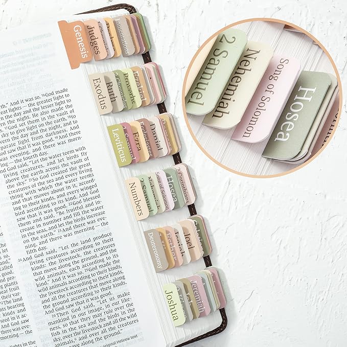 Mr. Pen- Bible Tabs, 75 Tabs, 2 Bookmarks, Boho Style, Laminated Bible Tabs for Women and Men, Tabs for Study Bible, Large Print Bible Index Tabs