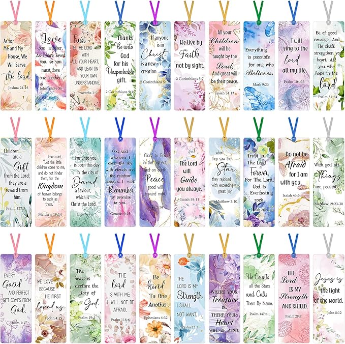 Chinco 120 Pack Christian Bookmarks for Women Inspirational Scripture Christian Book Markers Christian Gifts for Women Bulk Flower Page Clips Presents for Women School Office Supplies