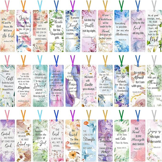 Chinco 120 Pack Christian Bookmarks for Women Inspirational Scripture Christian Book Markers Christian Gifts for Women Bulk Flower Page Clips Presents for Women School Office Supplies