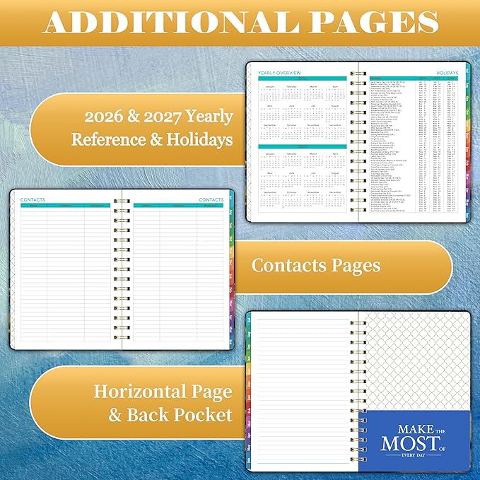 2026-2027 Planner - 8.4"x 6.3" Planner Weekly and Monthly 2026-2027, from JULY 2026 to JUNE 2027, Academic Planners 26-27with Tabs, Twin-Wire Binding, Inner Pocket, Thick Paper - Dreaming Sea