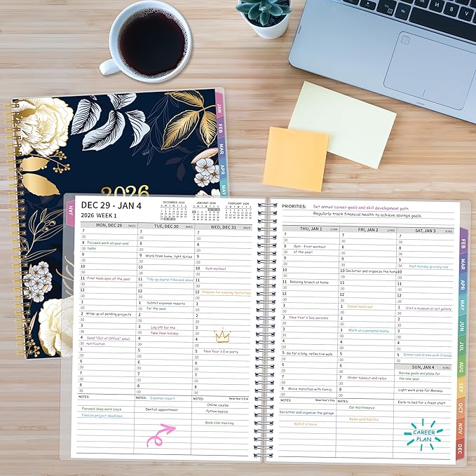 2026 Appointment Book, 30 Minutes-Hourly, Weekly ＆ Monthly Calendar Planner 2026, Jan 2026 - Dec 2026, 8.5'' x 11'', 2026 Daily Planner with Tabs ＆Pocket, Flexible Cover, Great for Office, Home, School