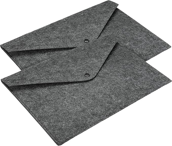 PATIKIL File Bag Felt Folder 2 Pack A4 Envelope Document Storage Pouch Organizer for Office Business, Dark Gray