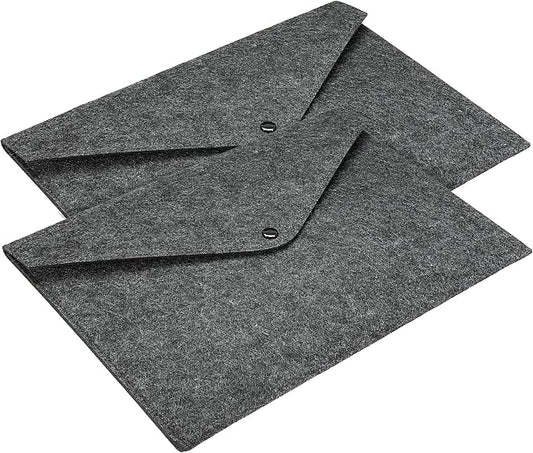 PATIKIL File Bag Felt Folder 2 Pack A4 Envelope Document Storage Pouch Organizer for Office Business, Dark Gray