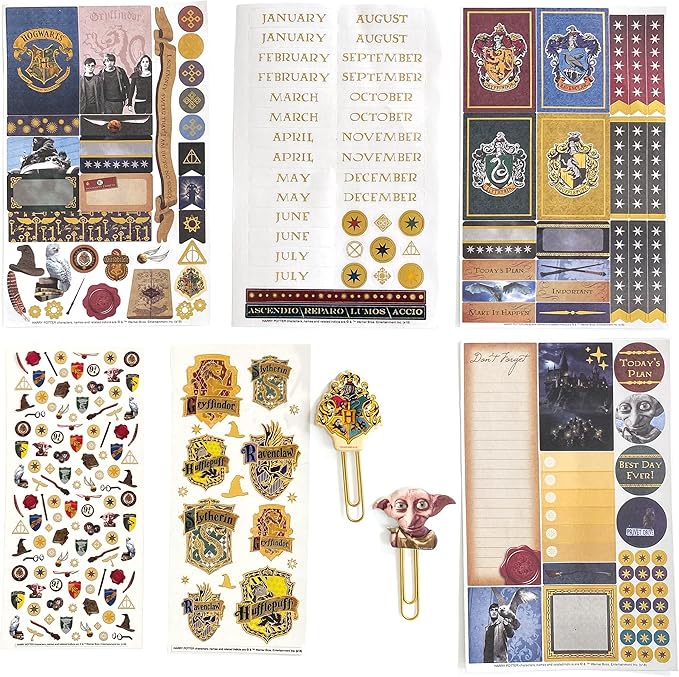 Paper House Productions Harry Potter Hogwarts Crest 12 Month Undated Planner Set with Month and Event Flag Stickers and More!