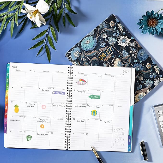 Planner 2026-2027 - Jul. 2026 - Dec. 2027, 2026-2027 Planner Weekly and Monthly with 12 Colorful Monthly Tabs, 8.5" x 11" Inner Pocket, Twin-Wire Binding