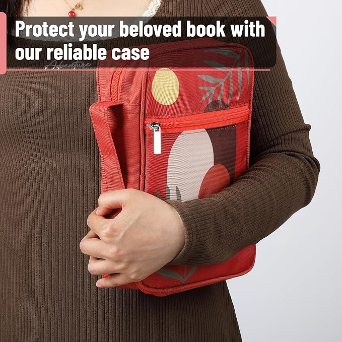 Mr. Pen- Bible Cover Case, Carrying Book Case with Durable Handle and Zippered Pocket, Bible Protective Church Bag for Men & Women, Christian Gifts, Fire Red